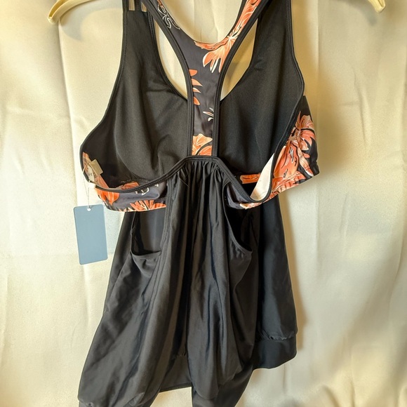 Younique Black and Orange Floral Women's Swimsuit - Picture 6 of 11